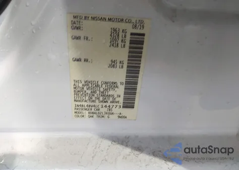 2020 Nissan Altima S Fwd from USA, damaged, VIN 1N4BL4BV4LC144773